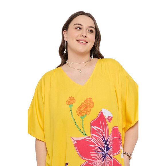 Gypsie Blu Floral Digital Printed Caftan Dress Plus Size Cover Up Maxi Dresses - Picture 4 of 7